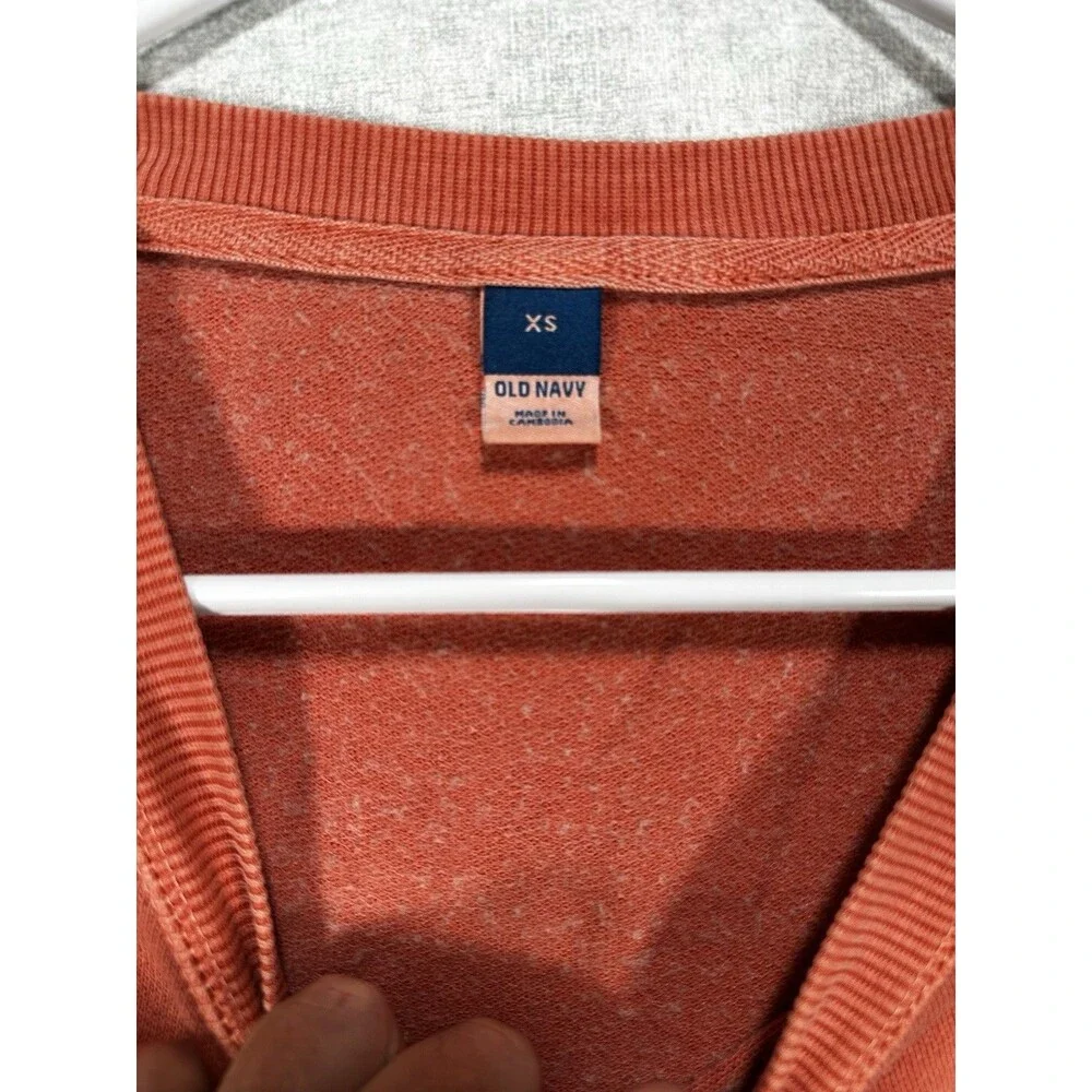 Old Navy French Terry Positive Vibes Loungewear Sweatshirt Orange Salmon Size XS - Picture 2 of 6